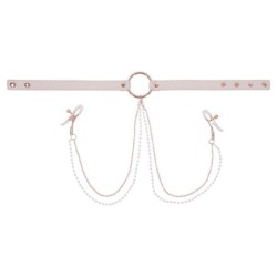 S&M Peaches Ôn CreaMe Collar with Nipple Clamps